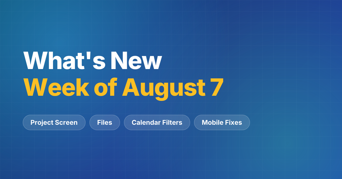 Week of August 7, 2026